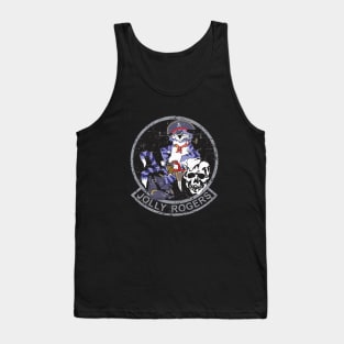 Grumman F-14 Tomcat - Jolly Rogers - Black Grunge Style Tank Top